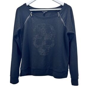 Rock & Republic Top‎ Women's M Skull Rhinestone Zipper Lightweight